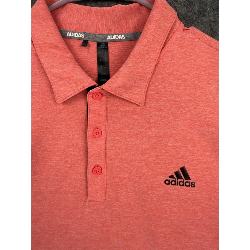 Adidas Mens XL Short Sleeve Polo Shirt Heathered Coral Orange Golf Athletic XL